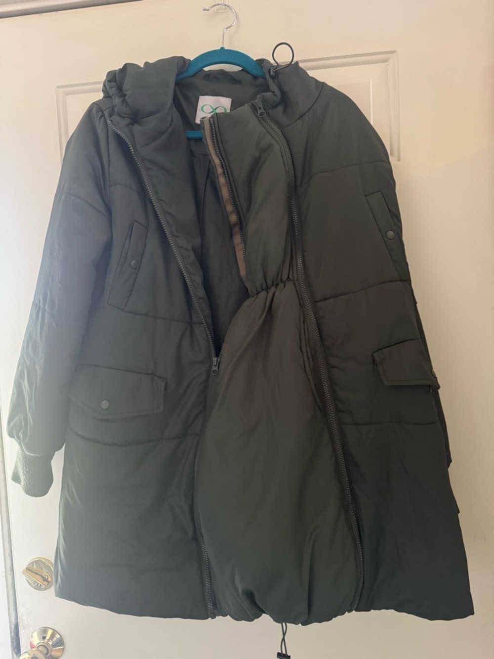 Maternity and Baby Wearing Modern Eternity Olive Green Jacket